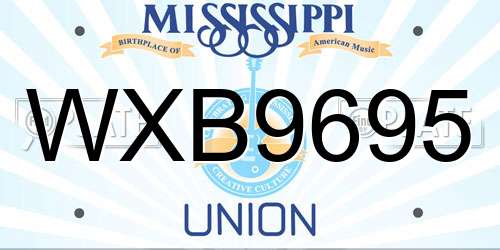 WXB9695 Mississippi License Plate