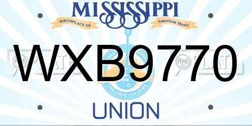 WXB9770 Mississippi License Plate