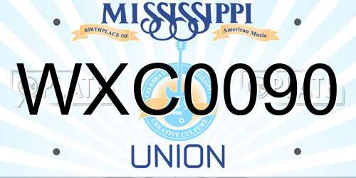 WXC0090 Mississippi License Plate