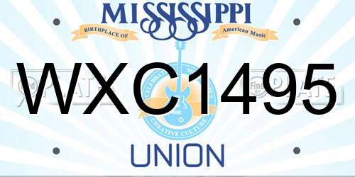 WXC1495 Mississippi License Plate