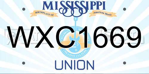 WXC1669 Mississippi License Plate