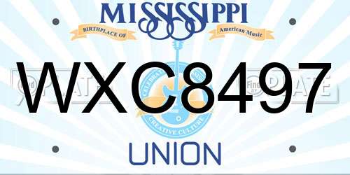 WXC8497 Mississippi License Plate