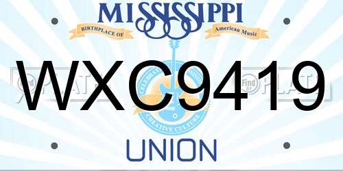 WXC9419 Mississippi License Plate