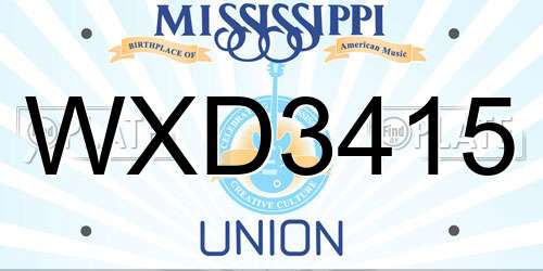 WXD3415 Mississippi License Plate