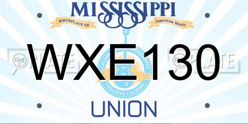 WXE130 Mississippi License Plate