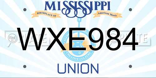 WXE984 Mississippi License Plate
