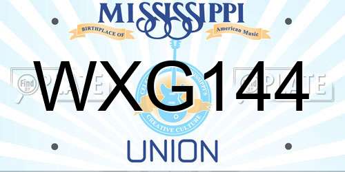 WXG144 Mississippi License Plate