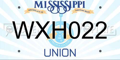 WXH022 Mississippi License Plate