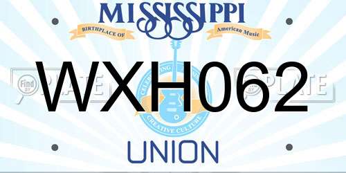 WXH062 Mississippi License Plate