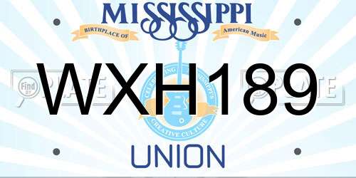 WXH189 Mississippi License Plate