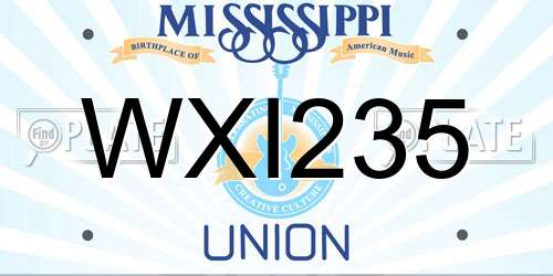 WXI235 Mississippi License Plate