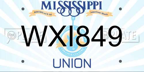 WXI849 Mississippi License Plate