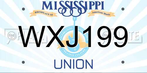 WXJ199 Mississippi License Plate