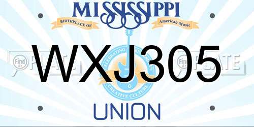 WXJ305 Mississippi License Plate
