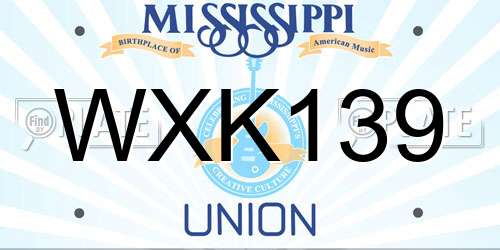 WXK139 Mississippi License Plate