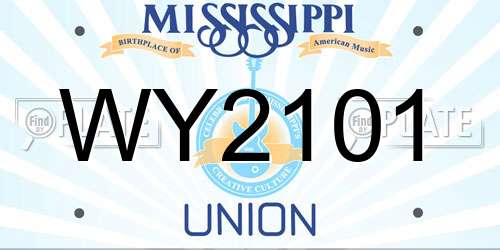 WY2101 Mississippi License Plate