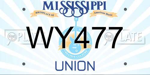 WY477 Mississippi License Plate