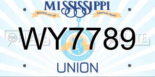 WY7789 Mississippi License Plate