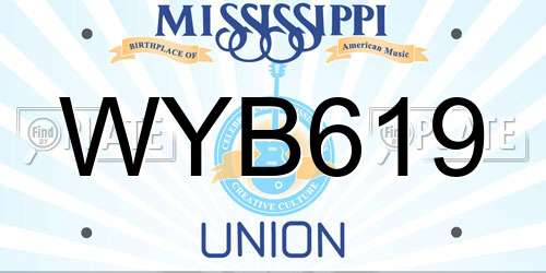 WYB619 Mississippi License Plate
