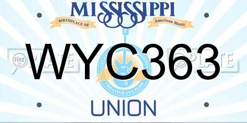 WYC363 Mississippi License Plate