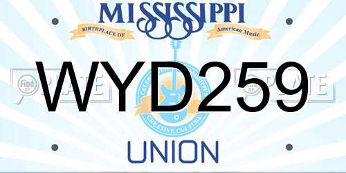 WYD259 Mississippi License Plate