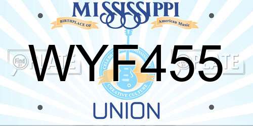 WYF455 Mississippi License Plate