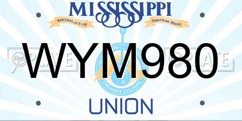 WYM980 Mississippi License Plate