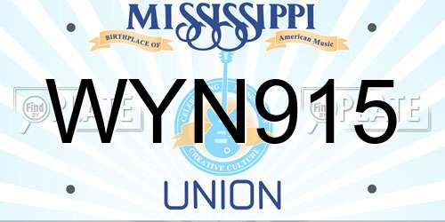 WYN915 Mississippi License Plate