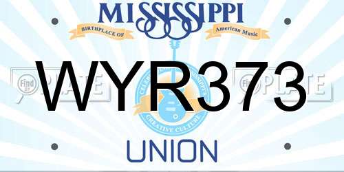 WYR373 Mississippi License Plate