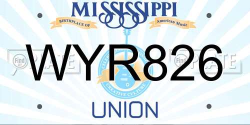 WYR826 Mississippi License Plate