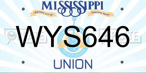 WYS646 Mississippi License Plate