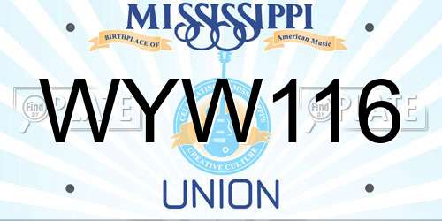 WYW116 Mississippi License Plate
