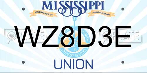 WZ8D3E Mississippi License Plate