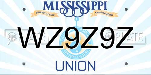 WZ9Z9Z Mississippi License Plate