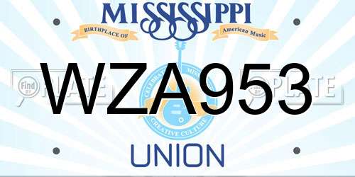 WZA953 Mississippi License Plate