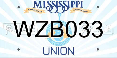 WZB033 Mississippi License Plate