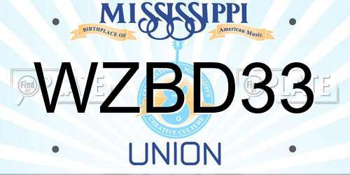 WZBD33 Mississippi License Plate