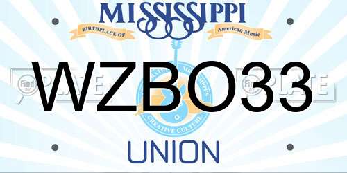 WZBO33 Mississippi License Plate
