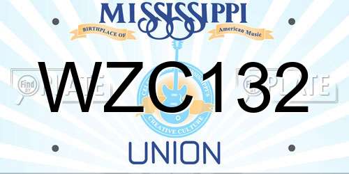 WZC132 Mississippi License Plate