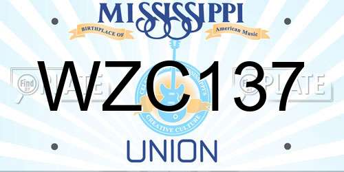 WZC137 Mississippi License Plate