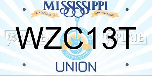 WZC13T Mississippi License Plate