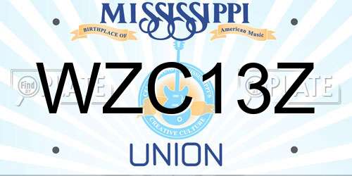 WZC13Z Mississippi License Plate
