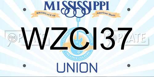 WZCI37 Mississippi License Plate