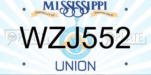 WZJ552 Mississippi License Plate