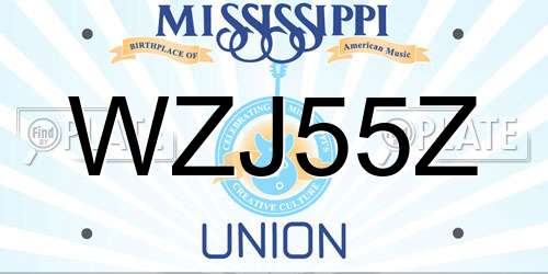 WZJ55Z Mississippi License Plate
