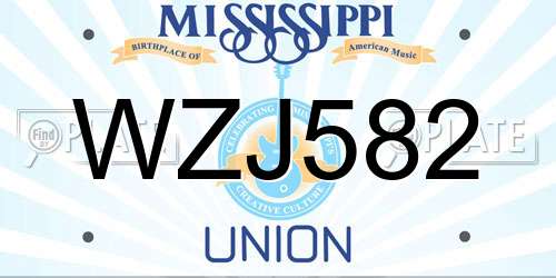 WZJ582 Mississippi License Plate