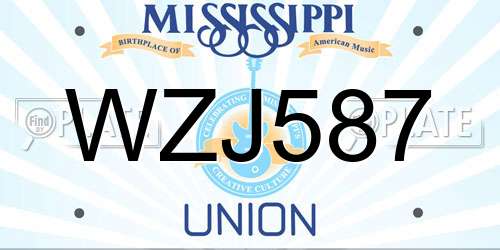 WZJ587 Mississippi License Plate