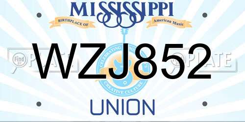 WZJ852 Mississippi License Plate