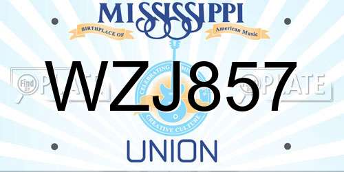 WZJ857 Mississippi License Plate