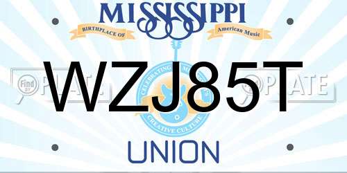 WZJ85T Mississippi License Plate